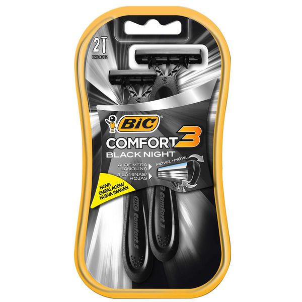 Aparelho De Barbear Bic Comfort 3 Black Night 2 Unidades