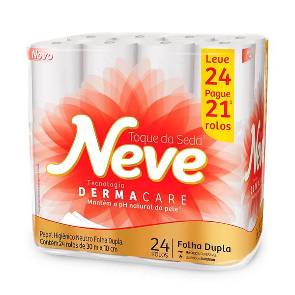 Papel Higiênico Neve Toque De Seda Folha Dupla Neutro 30m - Leve 24 Pague 21