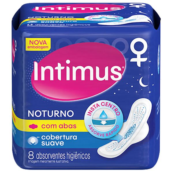 Absorvente Intimus Noturno Suave Com Abas 8 Unidades