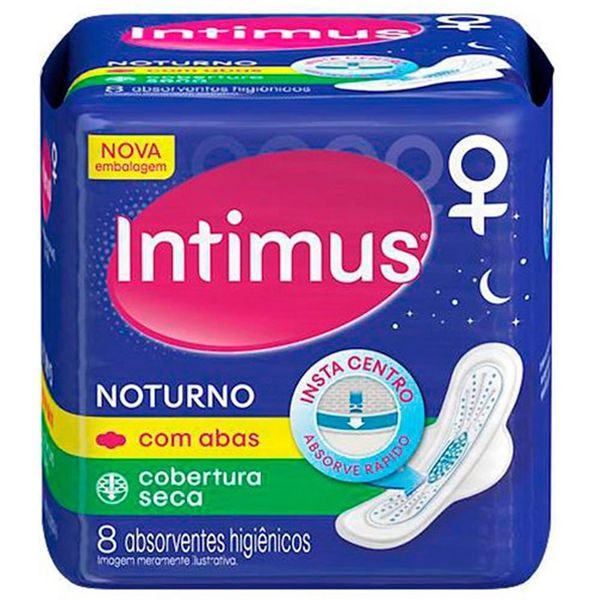 Absorvente Intimus Noturno Seca Com Abas 8 Unidades