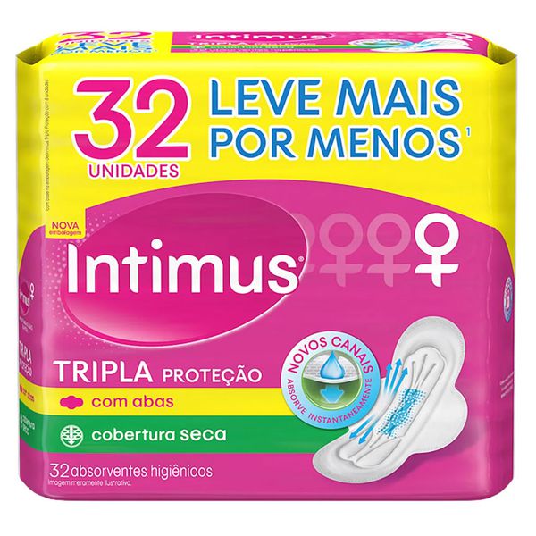 Absorvente Intimus Tripla Proteção Seca Com Abas 32 Unidades