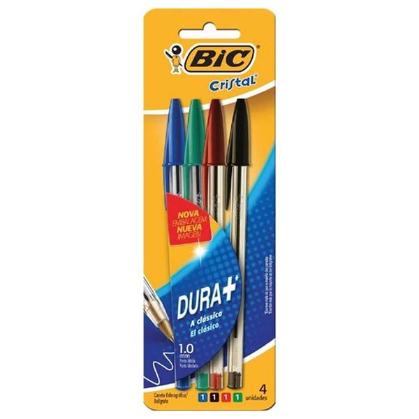 Caneta Esferográfica Bic Cristal 4 Unidades