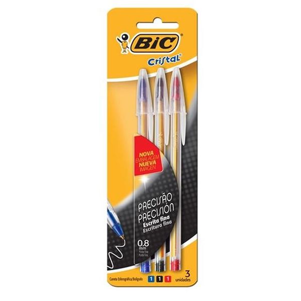 Caneta Esferográfica Bic Cristal Fina 3 Unidades