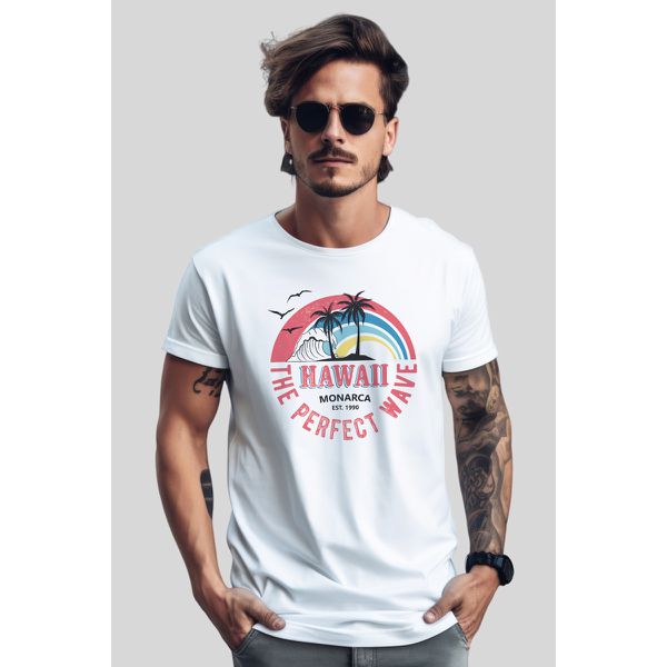 CAMISETA MASCULINA ESTAMPADA HAWAII
