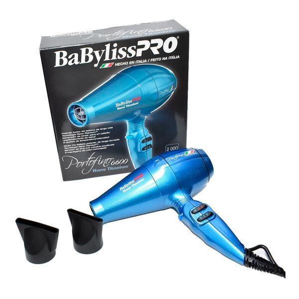 Secador Babyliss Pro Nano Titanium Portofino 6600 Ion Azul 2000