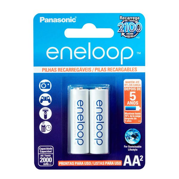 Pilha Recarregável AA 1,2V 2000mAh Eneloop (Cartela com 2 unid.)