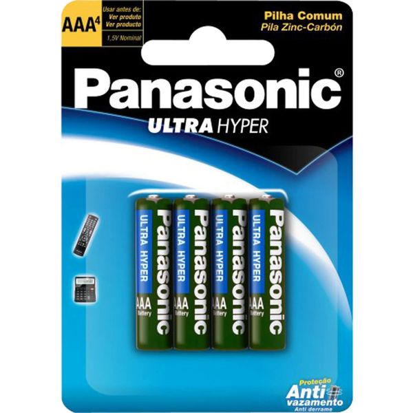 Pilha Zinco AAA 1,5V Lr3 PANASONIC (Cartela com 4 Unid.)