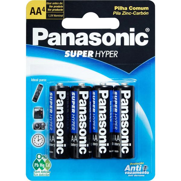 Pilha Zinco AA 1,5V Lr6 PANASONIC (Cartela com 4 Unid.)