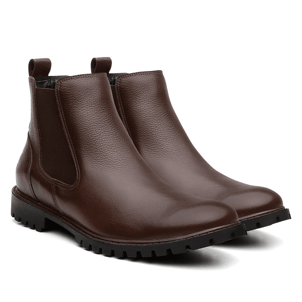 Botina Chelsea 7603 Couro Legítimo - Marrom 