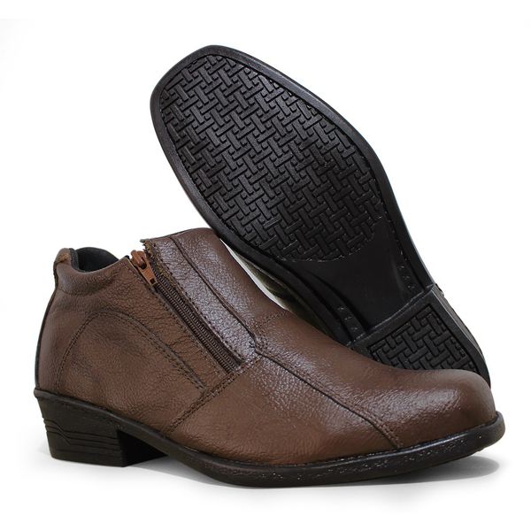Bota Masculina Calce Fácil Couro Legítimo Premium - Marrom