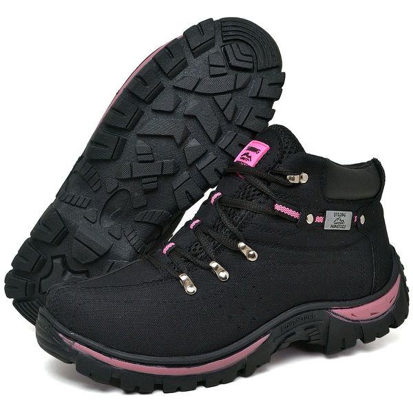 Botina Adventure Masculino Lona Solado Costurado - Rosa