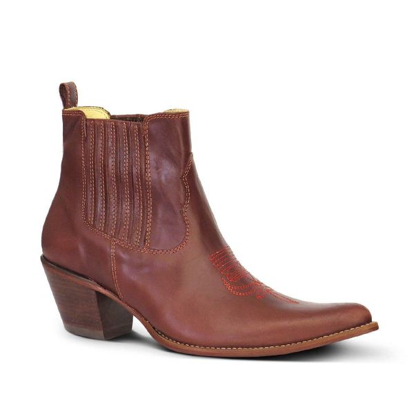 Botina Feminina Couro Mustang Pinhão - Silverado Botas