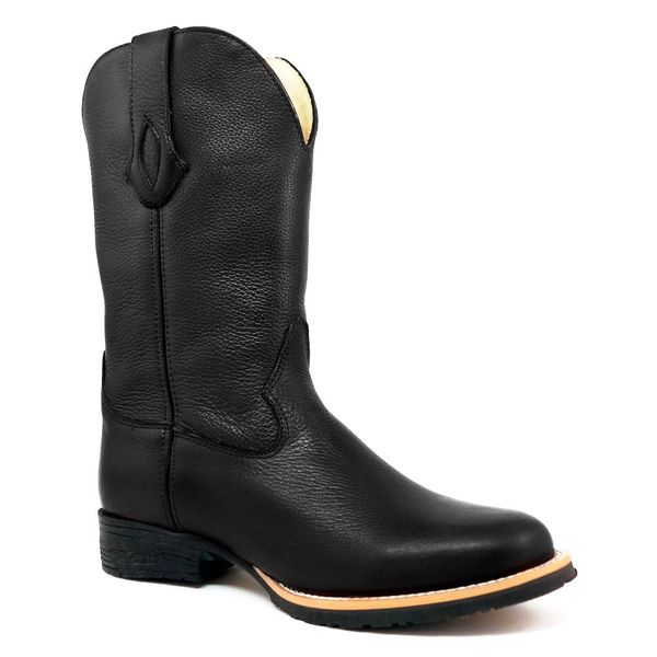 Bota Texana Masculina Couro Floater Preto Lisa - Silverado Botas