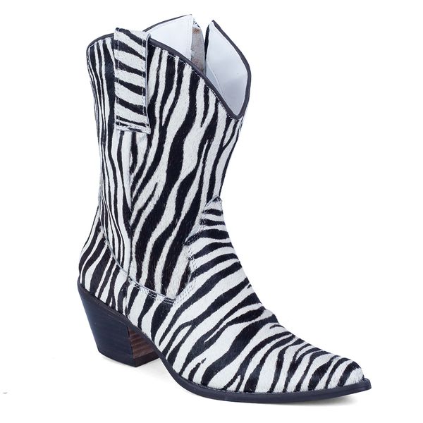 Bota Texana Feminina Couro Zebra - Silverado Botas