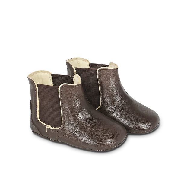 Botina Baby Couro Mestiço Liso Café - Silverado Botas