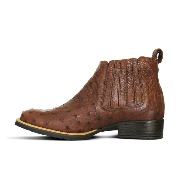 Botina Ex tica Masculina Couro Avestruz Caf Silverado Botas