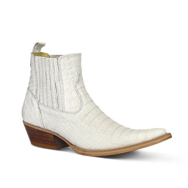 Botina Exótica Masculina Couro Jacaré Branco - Silverado Botas