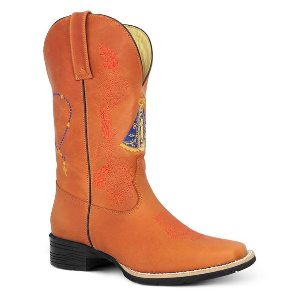 Bota Texana Feminina Couro Fóssil Salmão - Silverado Botas