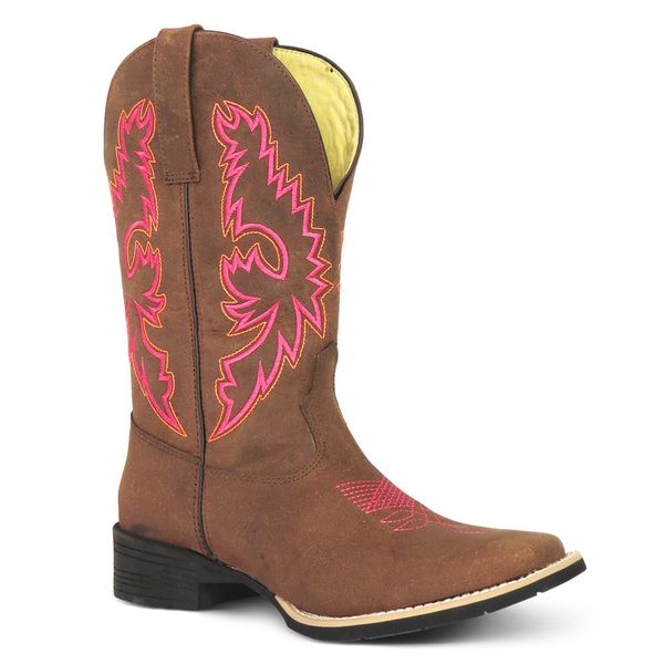 Bota Texana Feminina Couro Rustic Café - Silverado Botas