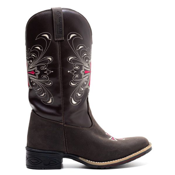 Bota Texana Feminina Couro Crazy Horse Cafe e Ecologico Cafe - Silverado Botas