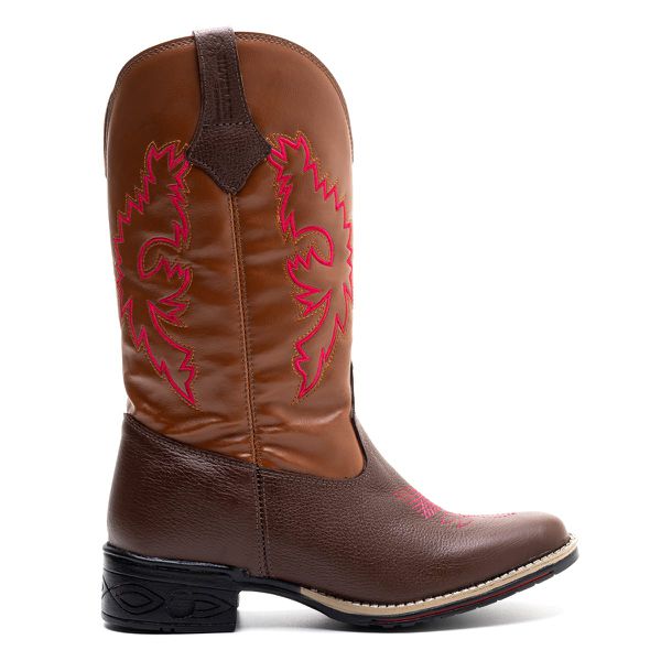 Bota Texana Feminina Couro Floater Chocolate e Ecologico Caramelo - Silverado Botas