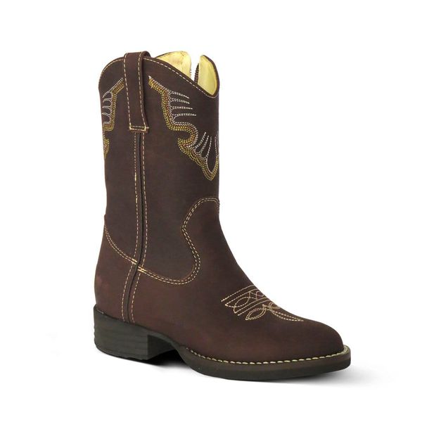 Bota Texana Infantil Couro Crazy Horse Café - Silverado Botas