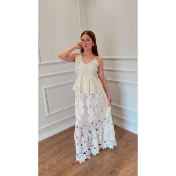 CONJUNTO DE SAIA GIRASSOL - CREME
