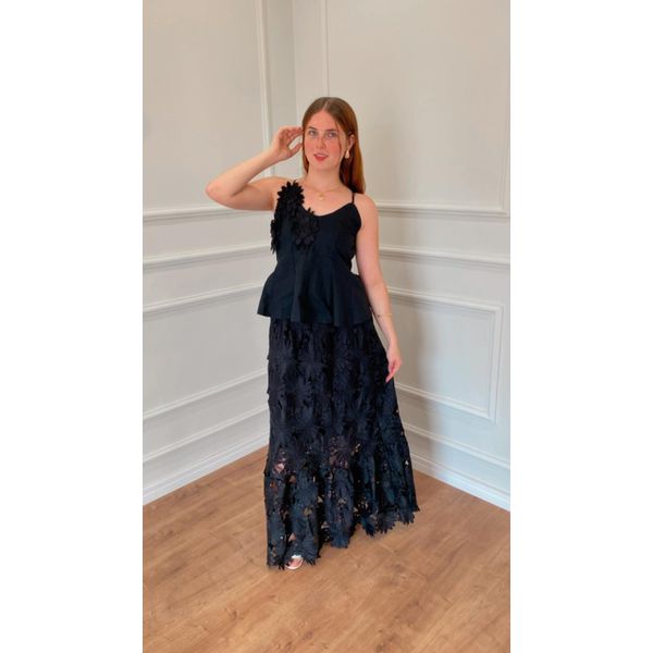 Conjunto De Saia Girassol - PRETO