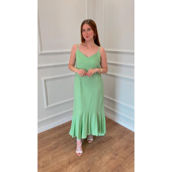 Vestido LÍrio Longo De Linho - VERDE CLARO