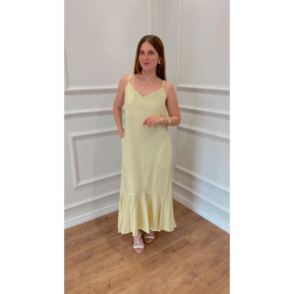 VESTIDO LÍRIO LONGO DE LINHO - AMARELO