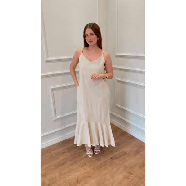Vestido LÍrio Longo De Linho - CRU
