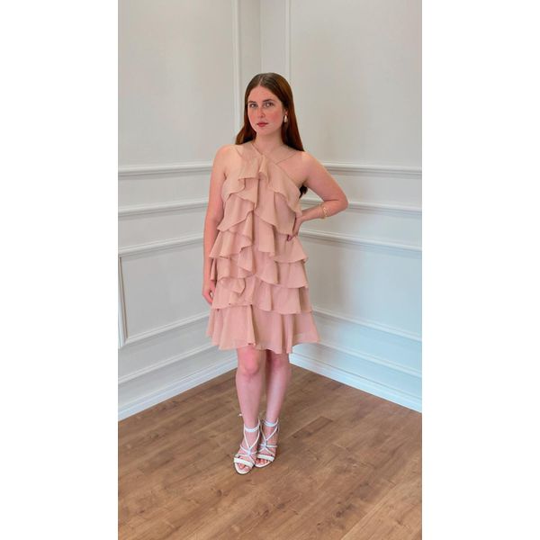 VESTIDO TULIPA BABADO - ROSA