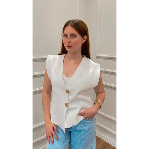 Colete Modal Íris Com BotÕes - BRANCO