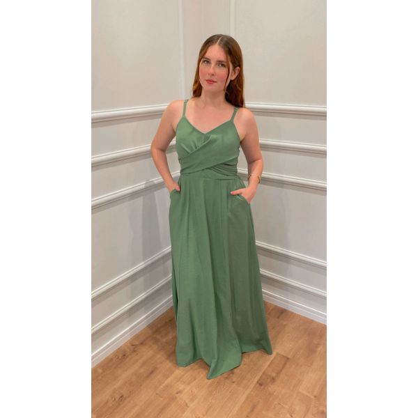 VESTIDO LONGO CEREJEIRA TRANSPASSADO - VERDE