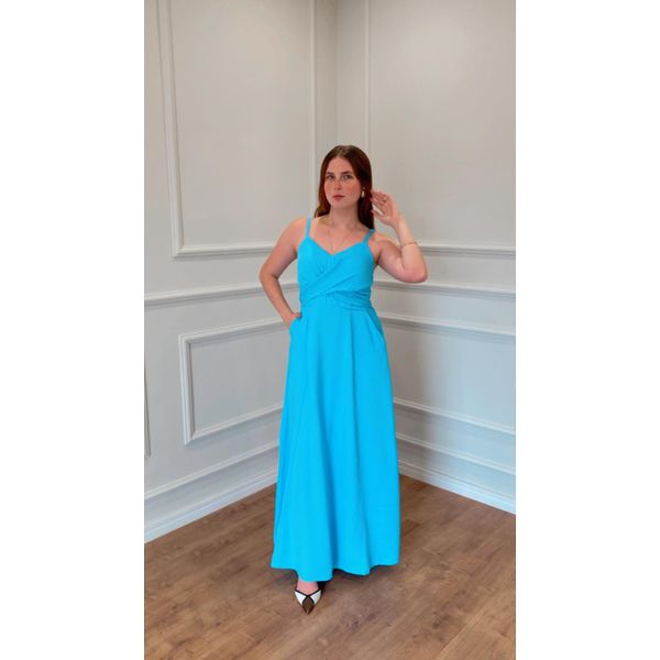 Vestido Longo Cerejeira Transpassado - AZUL