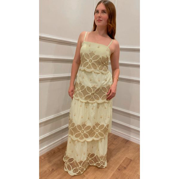 VESTIDO AMOR PERFEITO VESTIDO QUATRO MARIAS AMARELO MANTEIGA