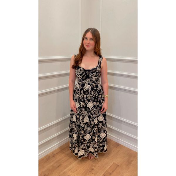 VESTIDO DÁLIA DE LESE FLORIDO - PRETO