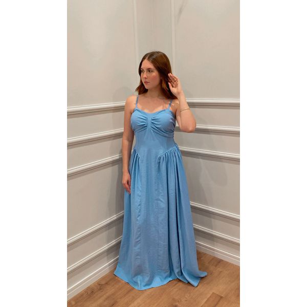 Vestido Videira Longo - AZUL