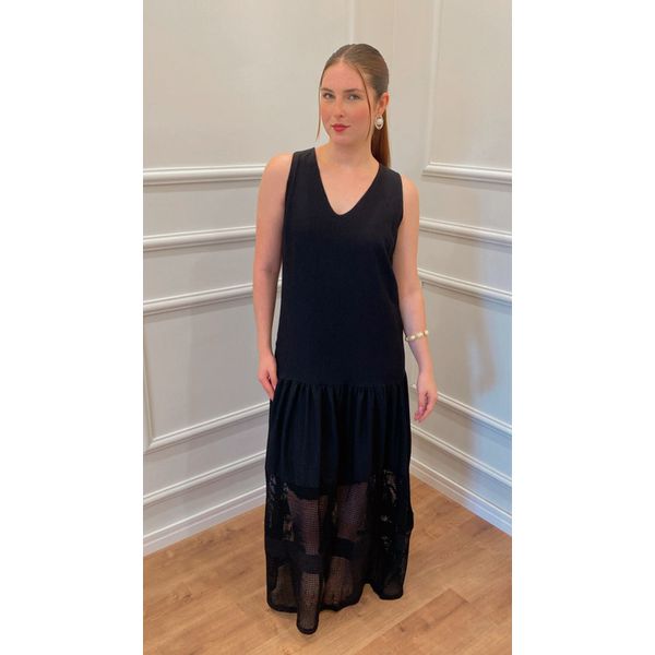 VESTIDO BROMÉLIA LONGO - PRETO