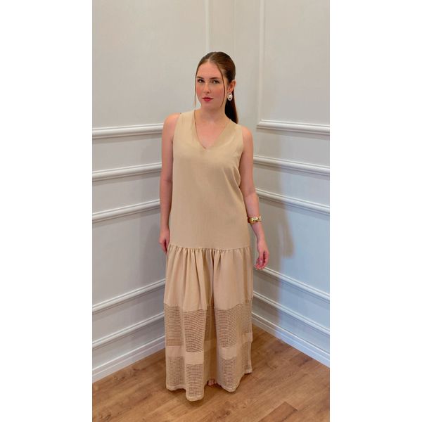 VESTIDO BROMÉLIA LONGO - BEGE
