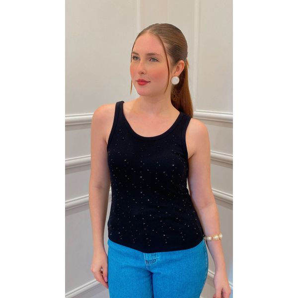 REGATA CRAVO COM BRILHO - PRETO