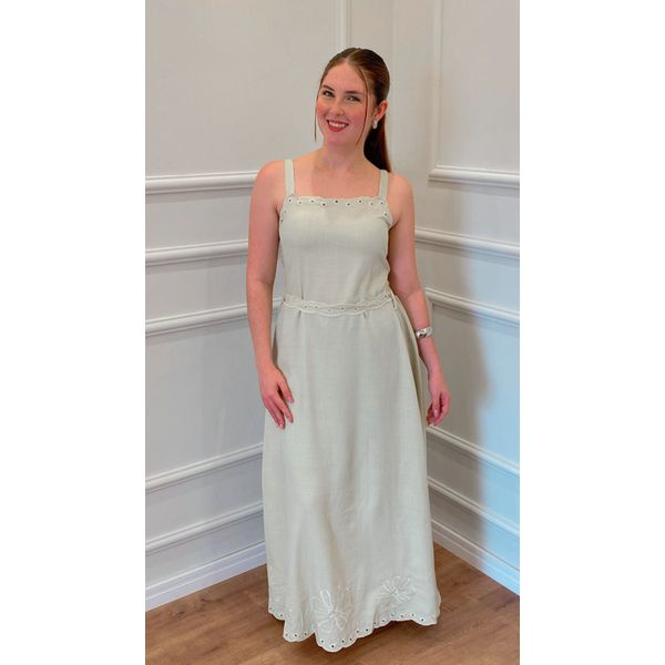 VESTIDO FIGUEIRA LONGO BORDADO - VERDE