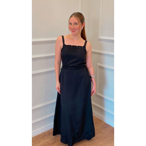 VESTIDO FIGUEIRA LONGO BORDADO - PRETO
