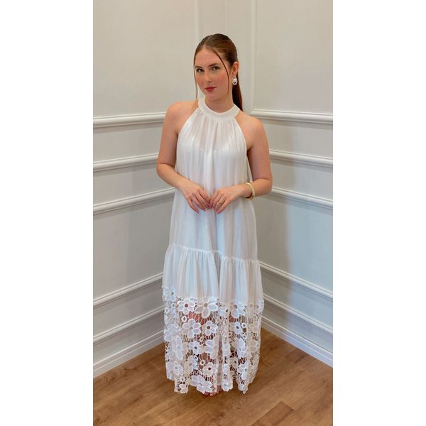 VESTIDO LARANJEIRA LONGO COM RENDA - BRANCO