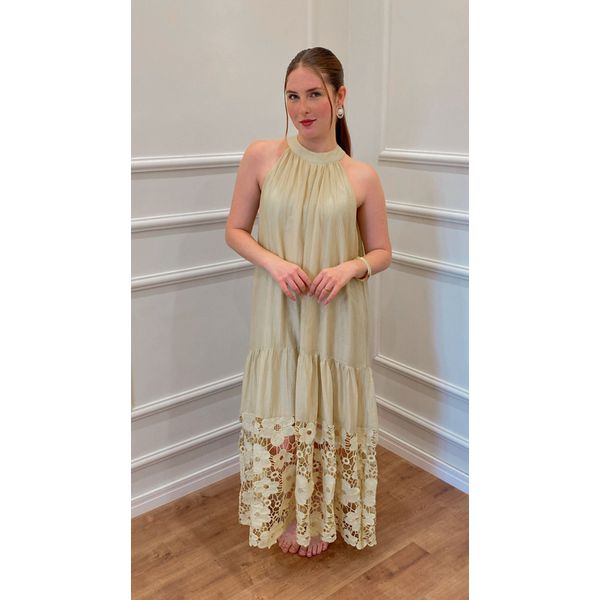 Vestido Longo Bordado - VERDE