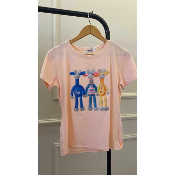 T-SHIRT GIRRAFA 100 ROSA