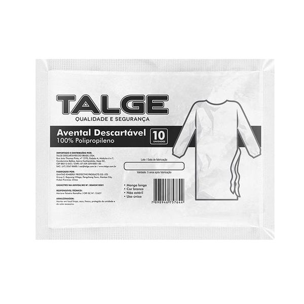 AVENTAL TNT TALGE PCT C10 UND