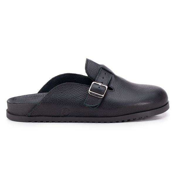 Birken Amanay – Couro Preto com Tira Preta e Fivela Prateada