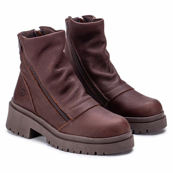 ¨Bota York Em Couro Com Sola Alta Tratorado.¨