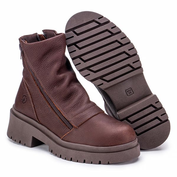 ¨Bota York Em Couro Com Sola Alta Tratorado.¨